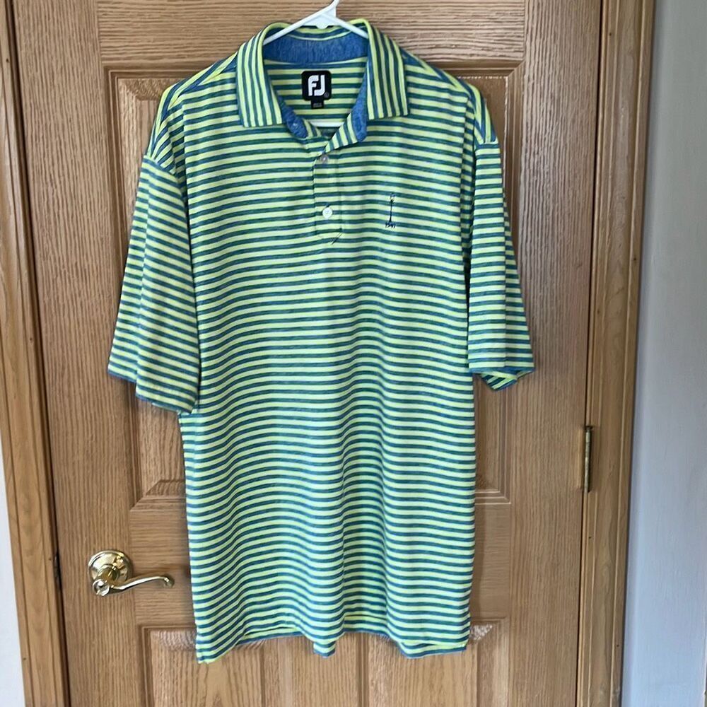FootJoy Blue & Bright Yellow Golf Polo Shirt Large
